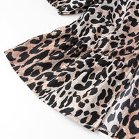 New Animal Print Knot Short Sleeve Round Neck Tie Shirt