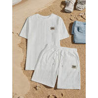 Men's Wheat Grain Tassel Type Comfortable 2-piece Set Knitting Suit