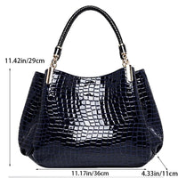 Women's Bag Large Capacity Tote Daily Commute Women's Shoulder Bag Crocodile Print Bright Face Handbag Shopping