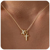 Zircon Inlaid 26 Letter Cross English Necklace