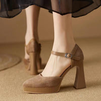 Womens Closed-Toe High-Heel Sandals With Chunky Heels