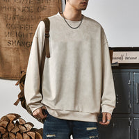 Men's Round-neck Long-sleeve Casual Suede Fleece Pullover