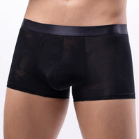 Men's Boxer Briefs See Through Breathable U Convex Ice Silk Jacquard