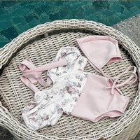 Baby Swimsuit Small Floral One-piece With Hat