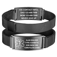 Stainless Steel Bracelet With Medical Symbol, Adjustable