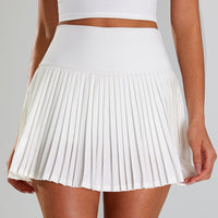 High Waist Pleated Sports Short Skirt Women's Outdoor Fitness Fake Two-piece Tennis Culottes