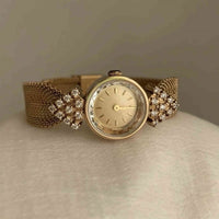 Woven Strap Retro Court Style Retro Gold, Round Small Watch For Women