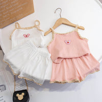 Girls' Home Service Suit Summer Suspender Pajamas Thin Style Western-style Vest Breathing Cotton Air-conditioning Suit