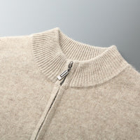 Pure Wool Knit Double-strand Thickening Stand Collar Cashmere Cardigan