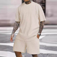 Men's Casual Short-sleeved Shorts Knitting Suit