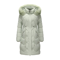 Big Fur Collar Mid-length Thickened Waist-cinching Cotton Coat
