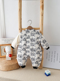 Baby Autumn And Winter Onesie Newborn Chinese Wind Panda Go Out Clothes Plus Velvet Thickened Romper