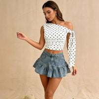 Polka-dot Asymmetric Versatile Camisole For Women