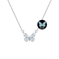 Blue Luminous Smart Butterfly Mori Style Aurora Clavicle Chain Butterfly Necklace For Women