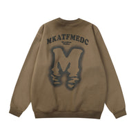 Gradient Inkjet Letter Crew Neck Brushed Hoody