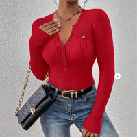 Women's Front-button Ribbed Knit Sweater
