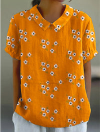 Ladies New Lapel Loose Casual Short-sleeved Top