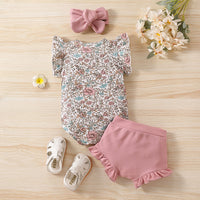 Girls Sweet Flower Flying Sleeve Top