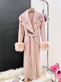 Autumn And Winter Cashmere Wool Reversible Woolen Coat Women's Long