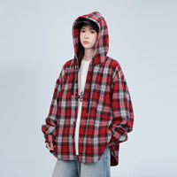 American Retro Plaid Shirt Men's And Women's Hooded Jacket