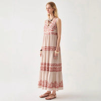 Womens Lace Dress With V Neck And Sleeveless Design