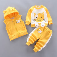 Three-piece cartoon bear with velvet thickening