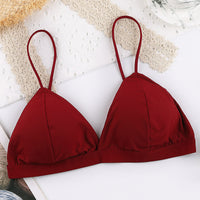 Triangle cup non-wireless bra ultra-thin silky gather