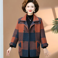 Fashionable Stylish Plaid Knitted Cardigan Coat