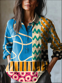 Animal Print Hawaiian Long Sleeve Shirt