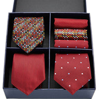 Fashion business striped tie square scarf combo set