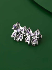 Purple Crystal Bow Waist Brooch Dual-use Belt Buckle