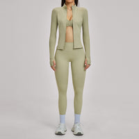 Brushed Zipper Casual Set For Women
