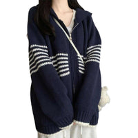 Hong Kong Style Chic Hooded Knit Cardigan Sweater Coat