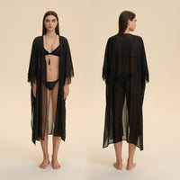 Chiffon Tassel Blouse Robe, Loose-fitting Sheer Sleepwear
