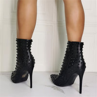 Slender High Heel Fashion Pointed Riveted High Heel Shoes