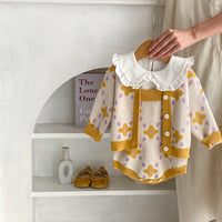 Kids' Sweater Baby Girl Flower Jacquard Knitted