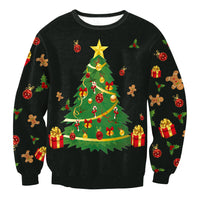 Santa Claus Elk Long Sleeved Round Neck Loose Top