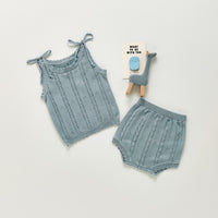 Hollowed-out Knit Suspenders Set Jacquard Bind