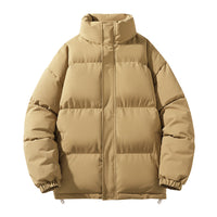 Solid Color Down Coat Couple Stand-up Collar Cotton-padded Coat