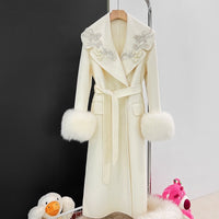 Autumn And Winter Cashmere Wool Reversible Woolen Coat Women's Long