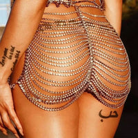 Hollow Sexy Skirt Body Chain Rhinestone Top Skirt