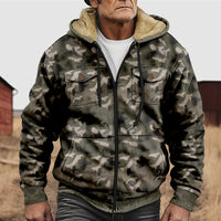 Winter Menswear Warm With Velvet Hooded Pocket Long-sleeved Cotton-padded Jacket