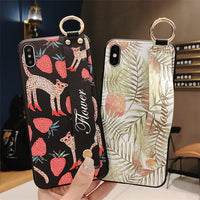 Wristband cartoon strawberry leopard phone case