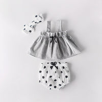 Baby Plaid Sleeveless Sling Top Bread Set