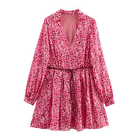 Fashionable Loose Floral Print Short Dress For Women