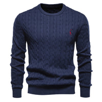 Embroidered Solid Color Knitted Sweater With Deer Pattern