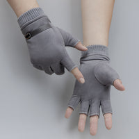Men's Plush Outdoor Suede Fingerless Sports Warm Gloves