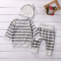Striped Button Decoration Long-sleeved Children's Suit
