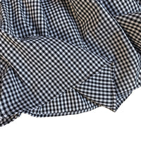Summer Elastic Waist French Black And White Plaid Irregular A- Line Skirt