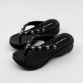 New Summer Thick Bottom Wedge Outdoor Rivet Slippers For Women